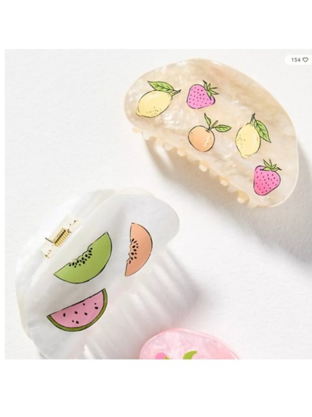 Frasier Sterling Fruit Hair Claw Clips, Set of 2 - NWT
